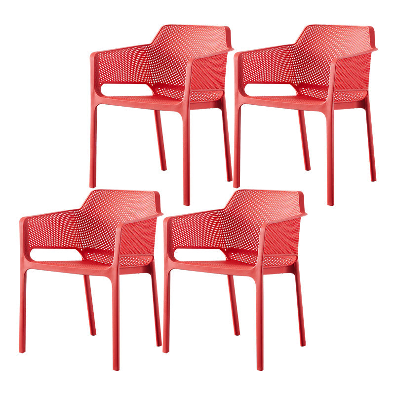 Scandinavian Plastic Kitchen Dining Room Armchair Solid Back Chair Red Set of 4 Clearhalo ' kitchen&dining_furn' 'Dining Chairs' 'Dining Tables & Seating' 'dining_chair' 'Furniture' 'furniture_dining_chair' 'Kitchen & Dining Furniture' 'kitchen' 4502752