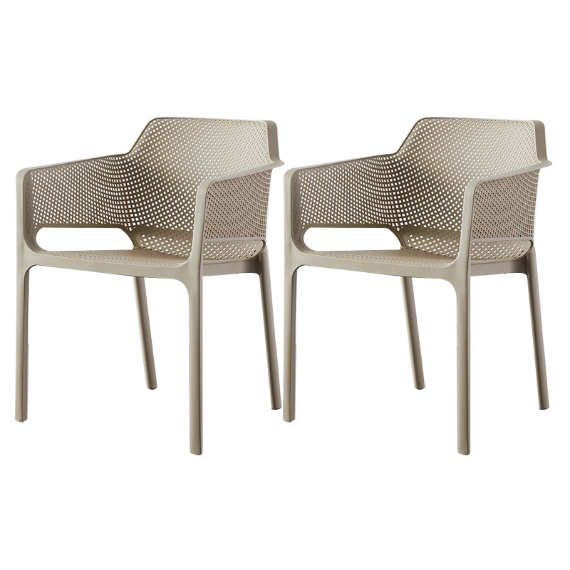 Scandinavian Plastic Kitchen Dining Room Armchair Solid Back Chair Camel Set of 2 Clearhalo ' kitchen&dining_furn' 'Dining Chairs' 'Dining Tables & Seating' 'dining_chair' 'Furniture' 'furniture_dining_chair' 'Kitchen & Dining Furniture' 'kitchen' 4502756