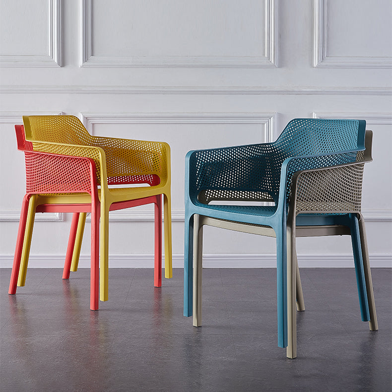 Scandinavian Plastic Kitchen Dining Room Armchair Solid Back Chair Clearhalo ' kitchen&dining_furn' 'Dining Chairs' 'Dining Tables & Seating' 'dining_chair' 'Furniture' 'furniture_dining_chair' 'Kitchen & Dining Furniture' 'kitchen' 4502757