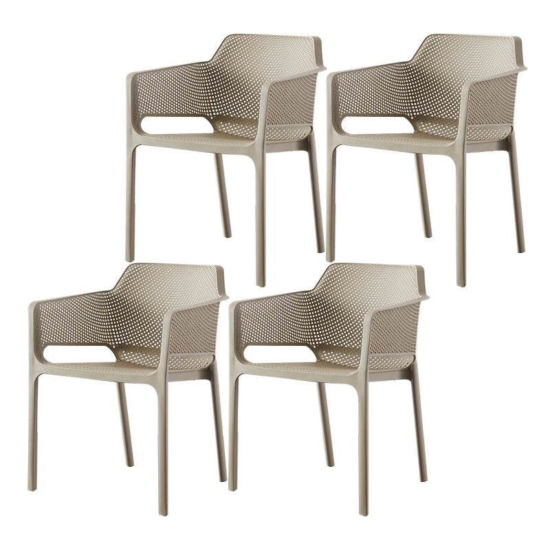 Scandinavian Plastic Kitchen Dining Room Armchair Solid Back Chair Camel Set of 4 Clearhalo ' kitchen&dining_furn' 'Dining Chairs' 'Dining Tables & Seating' 'dining_chair' 'Furniture' 'furniture_dining_chair' 'Kitchen & Dining Furniture' 'kitchen' 4502758