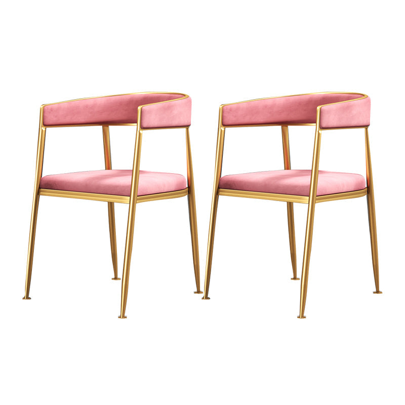 Glam Metal Armless Dining Chair Open Back Dining Side Chair for Home Use Pink 2 Piece Set Clearhalo ' kitchen&dining_furn' 'Dining Chairs' 'Dining Tables & Seating' 'dining_chair' 'furn' 'furn_dining_chair' 'Furniture' 'furniture_dining_chair' 'Kitchen & Dining Furniture' 'kitchen' 4502785
