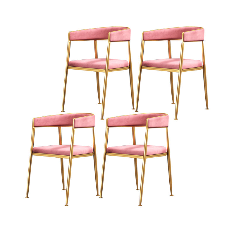 Glam Metal Armless Dining Chair Open Back Dining Side Chair for Home Use Pink 4 Piece Set Clearhalo ' kitchen&dining_furn' 'Dining Chairs' 'Dining Tables & Seating' 'dining_chair' 'furn' 'furn_dining_chair' 'Furniture' 'furniture_dining_chair' 'Kitchen & Dining Furniture' 'kitchen' 4502787