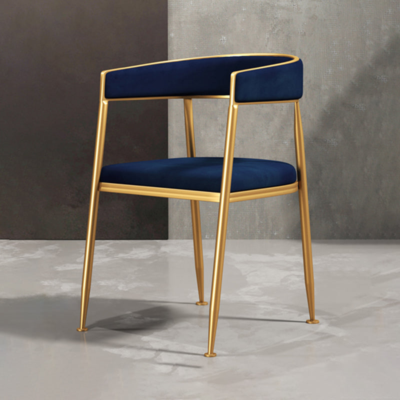 Glam Metal Armless Dining Chair Open Back Dining Side Chair for Home Use Dark Blue 1 Piece Clearhalo ' kitchen&dining_furn' 'Dining Chairs' 'Dining Tables & Seating' 'dining_chair' 'furn' 'furn_dining_chair' 'Furniture' 'furniture_dining_chair' 'Kitchen & Dining Furniture' 'kitchen' 4502788