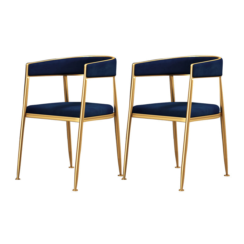 Glam Metal Armless Dining Chair Open Back Dining Side Chair for Home Use Dark Blue 2 Piece Set Clearhalo ' kitchen&dining_furn' 'Dining Chairs' 'Dining Tables & Seating' 'dining_chair' 'furn' 'furn_dining_chair' 'Furniture' 'furniture_dining_chair' 'Kitchen & Dining Furniture' 'kitchen' 4502789