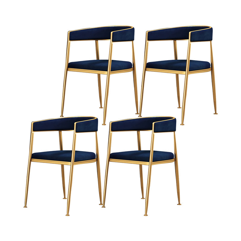 Glam Metal Armless Dining Chair Open Back Dining Side Chair for Home Use Dark Blue 4 Piece Set Clearhalo ' kitchen&dining_furn' 'Dining Chairs' 'Dining Tables & Seating' 'dining_chair' 'furn' 'furn_dining_chair' 'Furniture' 'furniture_dining_chair' 'Kitchen & Dining Furniture' 'kitchen' 4502790