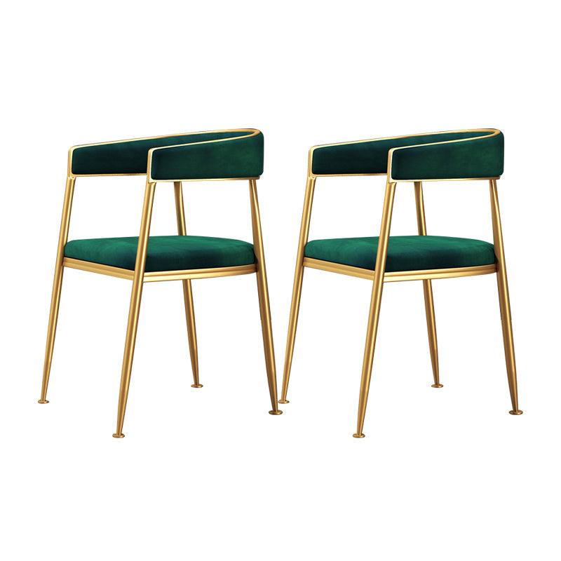 Glam Metal Armless Dining Chair Open Back Dining Side Chair for Home Use Blackish Green 2 Piece Set Clearhalo ' kitchen&dining_furn' 'Dining Chairs' 'Dining Tables & Seating' 'dining_chair' 'furn' 'furn_dining_chair' 'Furniture' 'furniture_dining_chair' 'Kitchen & Dining Furniture' 'kitchen' 4502792