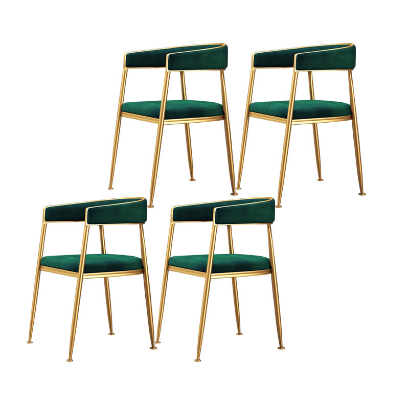 Glam Metal Armless Dining Chair Open Back Dining Side Chair for Home Use Blackish Green 4 Piece Set Clearhalo ' kitchen&dining_furn' 'Dining Chairs' 'Dining Tables & Seating' 'dining_chair' 'furn' 'furn_dining_chair' 'Furniture' 'furniture_dining_chair' 'Kitchen & Dining Furniture' 'kitchen' 4502793