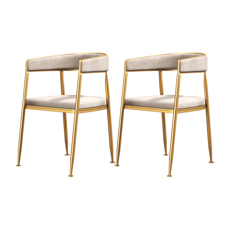 Glam Metal Armless Dining Chair Open Back Dining Side Chair for Home Use Off-White 2 Piece Set Clearhalo ' kitchen&dining_furn' 'Dining Chairs' 'Dining Tables & Seating' 'dining_chair' 'furn' 'furn_dining_chair' 'Furniture' 'furniture_dining_chair' 'Kitchen & Dining Furniture' 'kitchen' 4502795