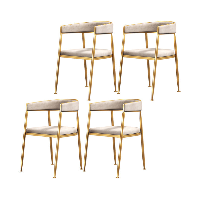 Glam Metal Armless Dining Chair Open Back Dining Side Chair for Home Use Off-White 4 Piece Set Clearhalo ' kitchen&dining_furn' 'Dining Chairs' 'Dining Tables & Seating' 'dining_chair' 'furn' 'furn_dining_chair' 'Furniture' 'furniture_dining_chair' 'Kitchen & Dining Furniture' 'kitchen' 4502796