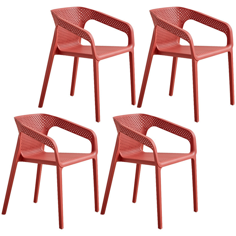 Modern Coffee Shop Plastic Arm Chair Matte Finish Solid Back Dining Chair Burgundy 4 Piece Set Clearhalo ' kitchen&dining_furn' 'Dining Chairs' 'Dining Tables & Seating' 'dining_chair' 'furn' 'furn_dining_chair' 'Furniture' 'furniture_dining_chair' 'Kitchen & Dining Furniture' 'kitchen' 4502799