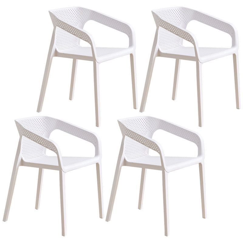 Modern Coffee Shop Plastic Arm Chair Matte Finish Solid Back Dining Chair White 4 Piece Set Clearhalo ' kitchen&dining_furn' 'Dining Chairs' 'Dining Tables & Seating' 'dining_chair' 'furn' 'furn_dining_chair' 'Furniture' 'furniture_dining_chair' 'Kitchen & Dining Furniture' 'kitchen' 4502806