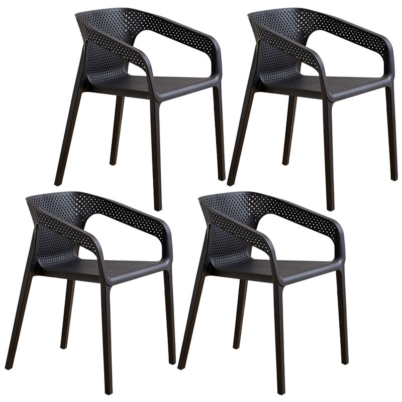 Modern Coffee Shop Plastic Arm Chair Matte Finish Solid Back Dining Chair Black 4 Piece Set Clearhalo ' kitchen&dining_furn' 'Dining Chairs' 'Dining Tables & Seating' 'dining_chair' 'furn' 'furn_dining_chair' 'Furniture' 'furniture_dining_chair' 'Kitchen & Dining Furniture' 'kitchen' 4502808