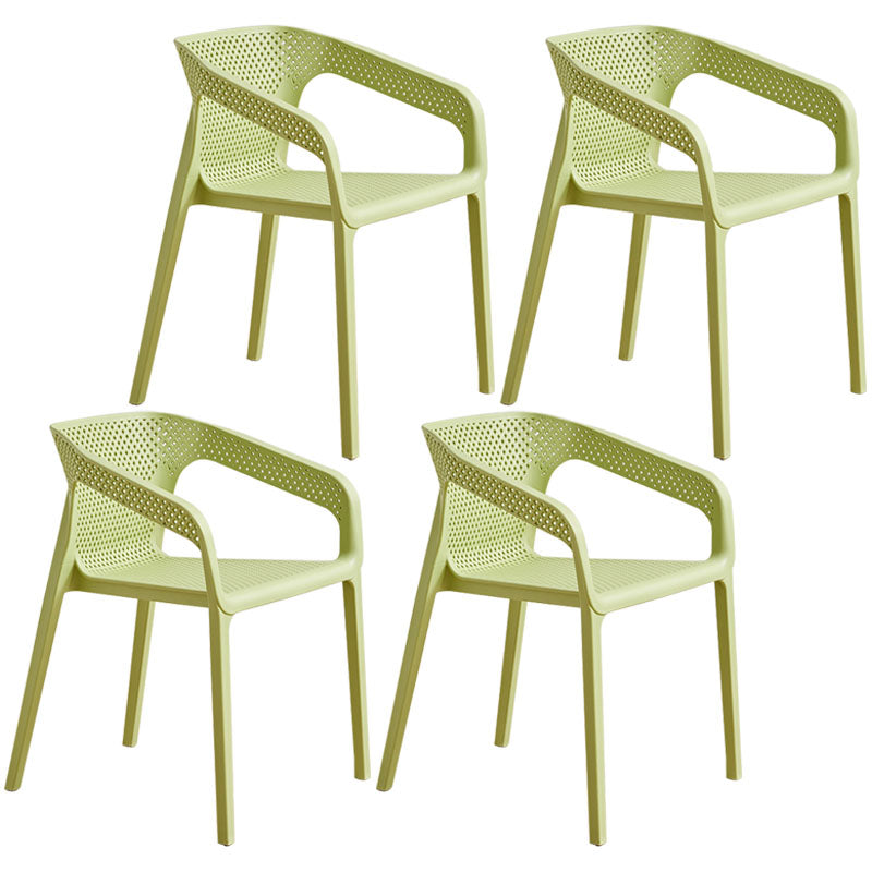 Modern Coffee Shop Plastic Arm Chair Matte Finish Solid Back Dining Chair Green 4 Piece Set Clearhalo ' kitchen&dining_furn' 'Dining Chairs' 'Dining Tables & Seating' 'dining_chair' 'furn' 'furn_dining_chair' 'Furniture' 'furniture_dining_chair' 'Kitchen & Dining Furniture' 'kitchen' 4502814