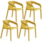 Modern Coffee Shop Plastic Arm Chair Matte Finish Solid Back Dining Chair Yellow 4 Piece Set Clearhalo ' kitchen&dining_furn' 'Dining Chairs' 'Dining Tables & Seating' 'dining_chair' 'furn' 'furn_dining_chair' 'Furniture' 'furniture_dining_chair' 'Kitchen & Dining Furniture' 'kitchen' 4502817