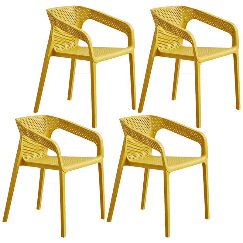 Modern Coffee Shop Plastic Arm Chair Matte Finish Solid Back Dining Chair Yellow 4 Piece Set Clearhalo ' kitchen&dining_furn' 'Dining Chairs' 'Dining Tables & Seating' 'dining_chair' 'furn' 'furn_dining_chair' 'Furniture' 'furniture_dining_chair' 'Kitchen & Dining Furniture' 'kitchen' 4502817