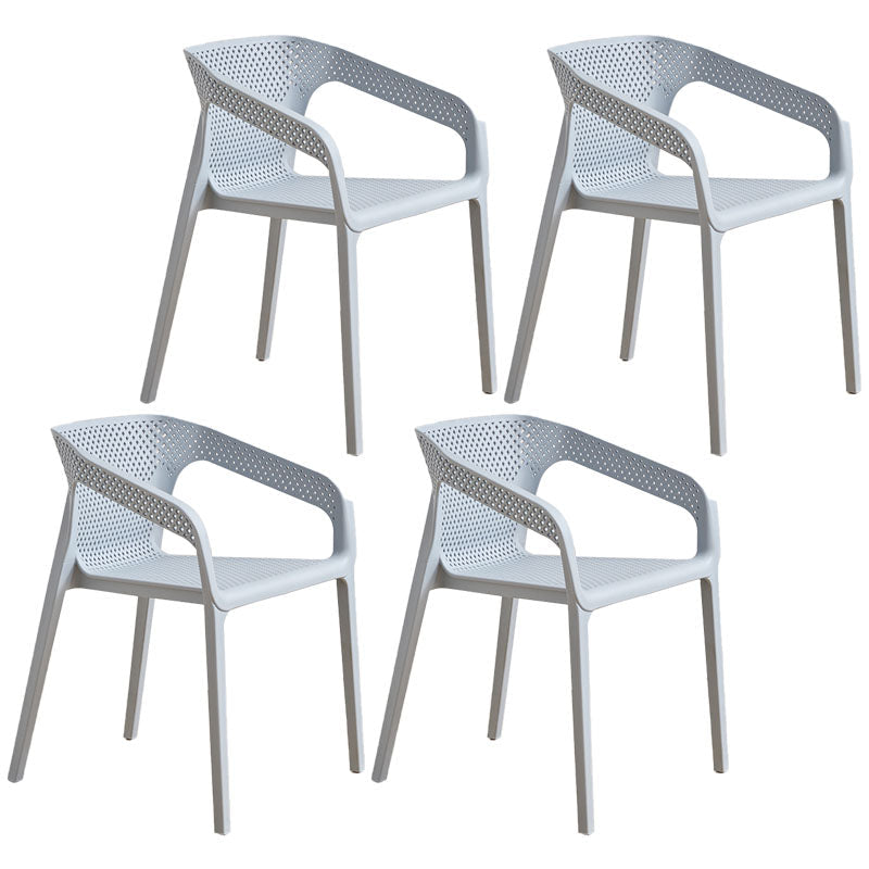 Modern Coffee Shop Plastic Arm Chair Matte Finish Solid Back Dining Chair Grey 4 Piece Set Clearhalo ' kitchen&dining_furn' 'Dining Chairs' 'Dining Tables & Seating' 'dining_chair' 'furn' 'furn_dining_chair' 'Furniture' 'furniture_dining_chair' 'Kitchen & Dining Furniture' 'kitchen' 4502818