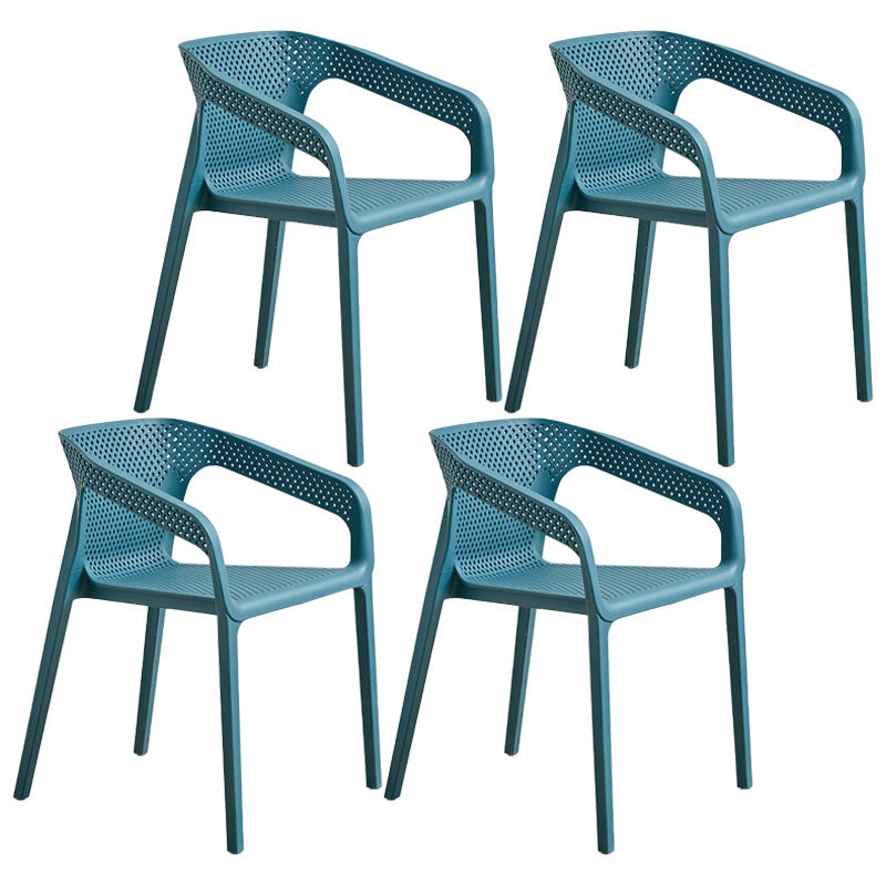 Modern Coffee Shop Plastic Arm Chair Matte Finish Solid Back Dining Chair Dark Blue 4 Piece Set Clearhalo ' kitchen&dining_furn' 'Dining Chairs' 'Dining Tables & Seating' 'dining_chair' 'furn' 'furn_dining_chair' 'Furniture' 'furniture_dining_chair' 'Kitchen & Dining Furniture' 'kitchen' 4502821