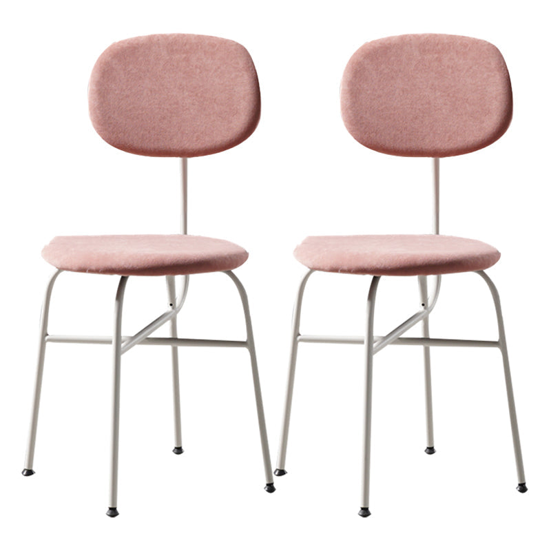Contemporary Style Dining Chair Dining Armless Side Chair with Metal Legs Pink 2 Piece Set White Clearhalo ' kitchen&dining_furn' 'Dining Chairs' 'Dining Tables & Seating' 'dining_chair' 'furn' 'furn_dining_chair' 'Furniture' 'furniture_dining_chair' 'Kitchen & Dining Furniture' 'kitchen' 4502827