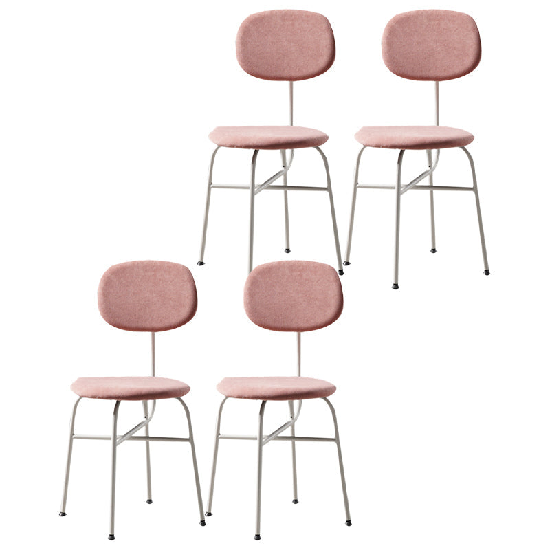 Contemporary Style Dining Chair Dining Armless Side Chair with Metal Legs Pink 4 Piece Set White Clearhalo ' kitchen&dining_furn' 'Dining Chairs' 'Dining Tables & Seating' 'dining_chair' 'furn' 'furn_dining_chair' 'Furniture' 'furniture_dining_chair' 'Kitchen & Dining Furniture' 'kitchen' 4502829