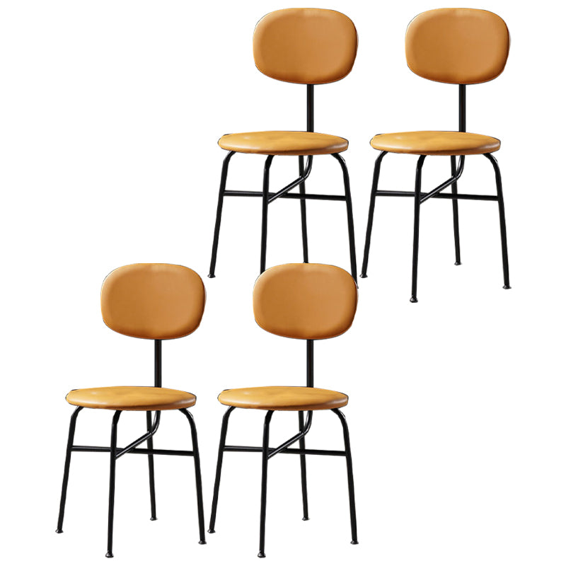 Contemporary Style Dining Chair Dining Armless Side Chair with Metal Legs Light Brown 4 Piece Set Black Clearhalo ' kitchen&dining_furn' 'Dining Chairs' 'Dining Tables & Seating' 'dining_chair' 'furn' 'furn_dining_chair' 'Furniture' 'furniture_dining_chair' 'Kitchen & Dining Furniture' 'kitchen' 4502842