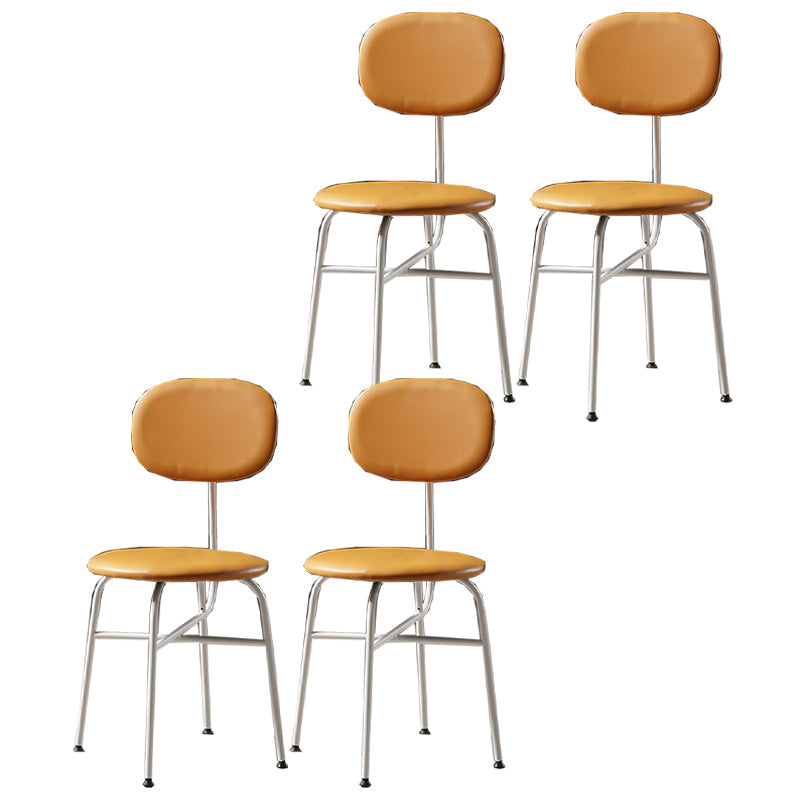 Contemporary Style Dining Chair Dining Armless Side Chair with Metal Legs Light Brown 4 Piece Set White Clearhalo ' kitchen&dining_furn' 'Dining Chairs' 'Dining Tables & Seating' 'dining_chair' 'furn' 'furn_dining_chair' 'Furniture' 'furniture_dining_chair' 'Kitchen & Dining Furniture' 'kitchen' 4502847