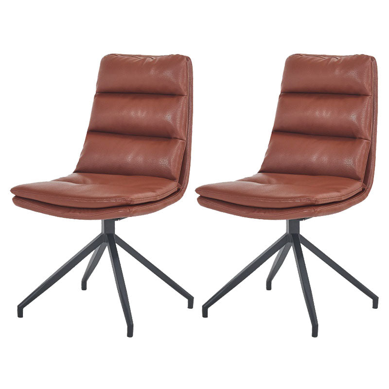 Contemporary Armless Dining Chairs Matte Finish Parsons Side Chair for Brasserie Brown 2 Piece Set Clearhalo ' kitchen&dining_furn' 'Dining Chairs' 'Dining Tables & Seating' 'dining_chair' 'furn' 'furn_dining_chair' 'Furniture' 'furniture_dining_chair' 'Kitchen & Dining Furniture' 'kitchen' 4502888