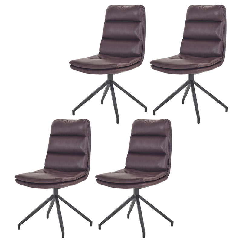 Contemporary Armless Dining Chairs Matte Finish Parsons Side Chair for Brasserie Red 4 Piece Set Clearhalo ' kitchen&dining_furn' 'Dining Chairs' 'Dining Tables & Seating' 'dining_chair' 'furn' 'furn_dining_chair' 'Furniture' 'furniture_dining_chair' 'Kitchen & Dining Furniture' 'kitchen' 4502895