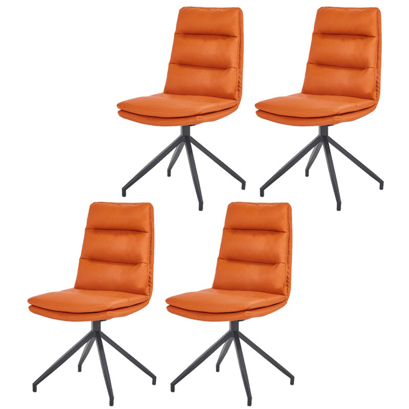 Contemporary Armless Dining Chairs Matte Finish Parsons Side Chair for Brasserie Orange 4 Piece Set Clearhalo ' kitchen&dining_furn' 'Dining Chairs' 'Dining Tables & Seating' 'dining_chair' 'furn' 'furn_dining_chair' 'Furniture' 'furniture_dining_chair' 'Kitchen & Dining Furniture' 'kitchen' 4502898