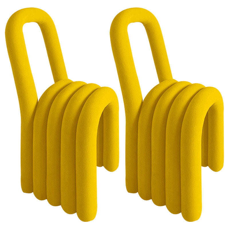 Modern Velvet Dining Side Chair Matte Finish Open Back Dining Chair for Kitchen Yellow 2 Piece Set Clearhalo ' kitchen&dining_furn' 'Dining Chairs' 'Dining Tables & Seating' 'dining_chair' 'furn' 'furn_dining_chair' 'Furniture' 'furniture_dining_chair' 'Kitchen & Dining Furniture' 'kitchen' 4502916