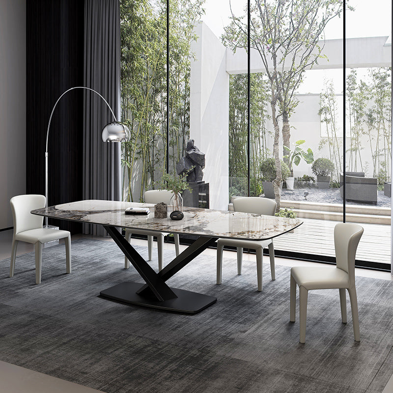 Contemporary 1/3/4/5 Pieces Dining Set Sintered Stone Dining Room Set Clearhalo 'Dining Room Sets' 'Dining Tables & Seating' 'dining_room_set' 'furn' 'furn_dining_room_set' 'Furniture' 'furniture_dining_room_set' 'Kitchen & Dining Furniture' 'kitchen&dining_furn' 'kitchen' 4502927