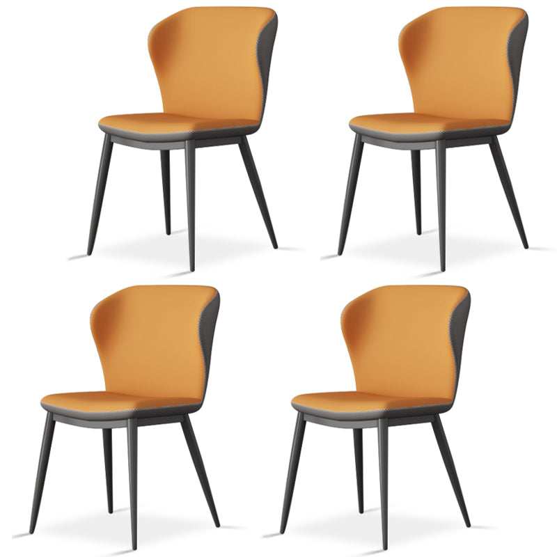 Contemporary 1/4/5/7 Pieces Dining Set Rectangle Dining Table with Pedestal Base 4 Orange Chairs Clearhalo 'Dining Room Sets' 'Dining Tables & Seating' 'dining_room_set' 'furn' 'furn_dining_room_set' 'Furniture' 'furniture_dining_room_set' 'Kitchen & Dining Furniture' 'kitchen&dining_furn' 'kitchen' 4502947