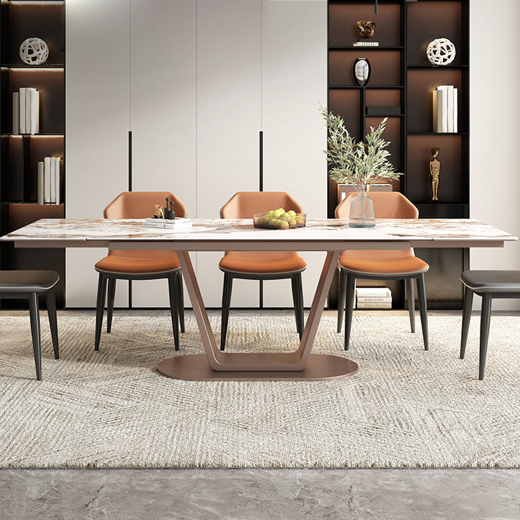 Contemporary 1/4/5/7 Pieces Dining Set Rectangle Dining Table with Pedestal Base Clearhalo 'Dining Room Sets' 'Dining Tables & Seating' 'dining_room_set' 'furn' 'furn_dining_room_set' 'Furniture' 'furniture_dining_room_set' 'Kitchen & Dining Furniture' 'kitchen&dining_furn' 'kitchen' 4502955