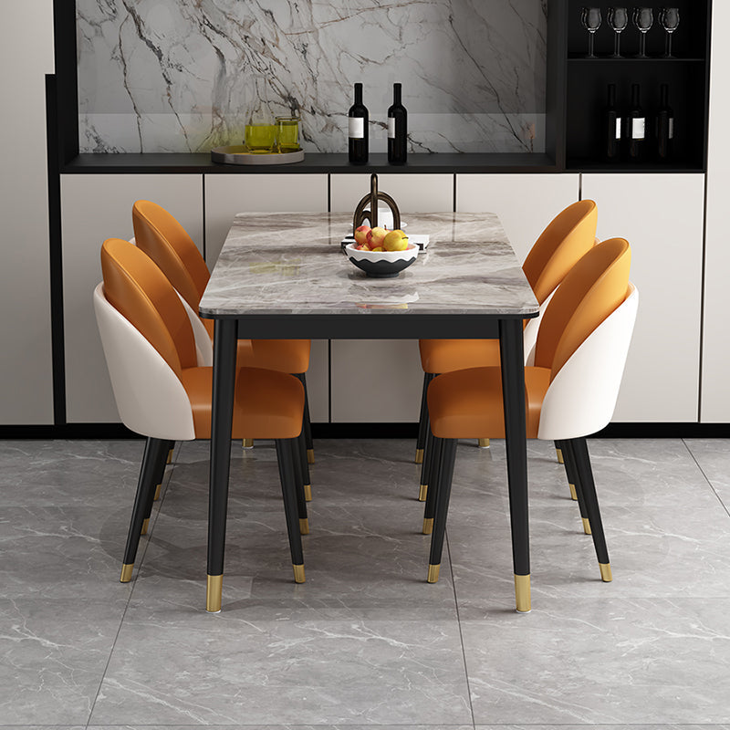 Glam 1/5/6/7 Pieces Dining Set Rectangular Dining Room Table Set 5 Pieces: Table, 4 Chairs Clearhalo 'Dining Room Sets' 'Dining Tables & Seating' 'dining_room_set' 'furn' 'furn_dining_room_set' 'Furniture' 'furniture_dining_room_set' 'Kitchen & Dining Furniture' 'kitchen&dining_furn' 'kitchen' 4502961