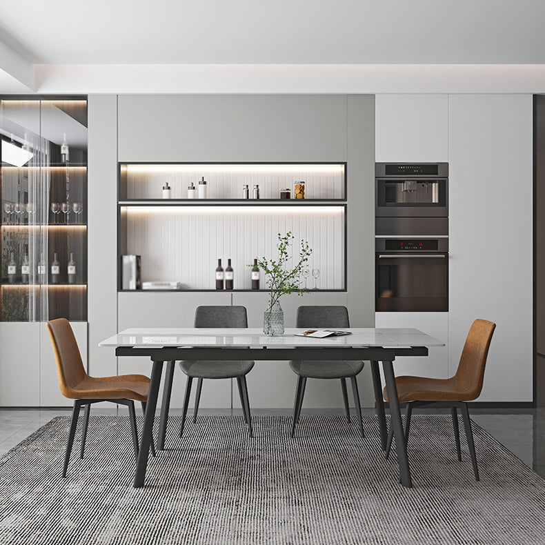 Contemporary 1/4/5/7 Pieces Dining Set Rectangle Dining Table Set with 4 Legs 5 Pieces: Table, 2 Grey+2 Yellow Chairs Clearhalo 'Dining Room Sets' 'Dining Tables & Seating' 'dining_room_set' 'furn' 'furn_dining_room_set' 'Furniture' 'furniture_dining_room_set' 'Kitchen & Dining Furniture' 'kitchen&dining_furn' 'kitchen' 4502978