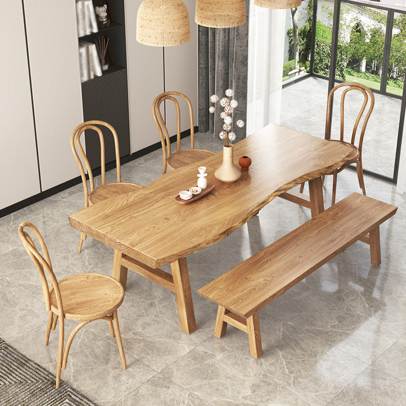 Modern 1/2/3/5/6 Pieces Rectangle Dining Set Solid Wood Dining Table with Chairs 6 Pieces: Table, 4 Chairs, 1 Bench Clearhalo 'Dining Room Sets' 'Dining Tables & Seating' 'dining_room_set' 'furn' 'furn_dining_room_set' 'Furniture' 'furniture_dining_room_set' 'Kitchen & Dining Furniture' 'kitchen&dining_furn' 'kitchen' 4503026