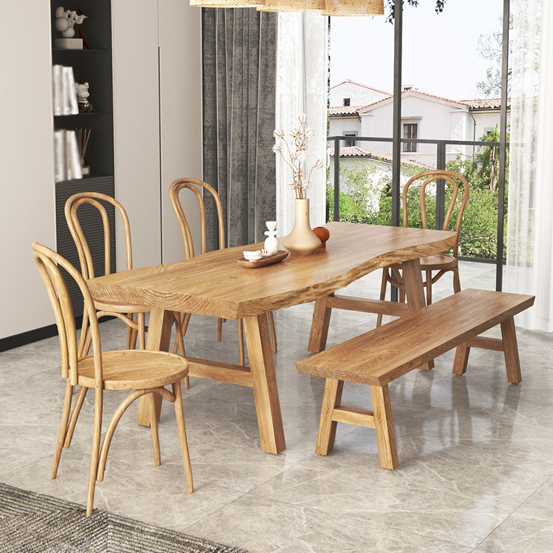 Modern 1/2/3/5/6 Pieces Rectangle Dining Set Solid Wood Dining Table with Chairs Clearhalo 'Dining Room Sets' 'Dining Tables & Seating' 'dining_room_set' 'furn' 'furn_dining_room_set' 'Furniture' 'furniture_dining_room_set' 'Kitchen & Dining Furniture' 'kitchen&dining_furn' 'kitchen' 4503040