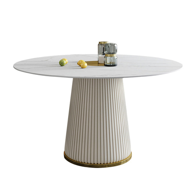 1/3/4/5/7 Pcs Metal Modern Dining Room Set with Round Pedestal Base Table Dinette Set White 51"L x 51"W Clearhalo 'Dining Room Sets' 'Dining Tables & Seating' 'dining_room_set' 'furn' 'furn_dining_room_set' 'Furniture' 'furniture_dining_room_set' 'Kitchen & Dining Furniture' 'kitchen&dining_furn' 'kitchen' 4503060