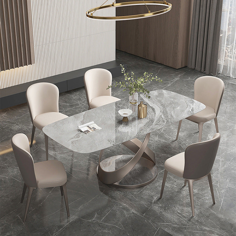 1/4/5/6/7 Pcs Metal Glam Dining Room Set with Rectangle Table Dinette Set 6 Pieces: Table, 5 Chairs Clearhalo 'Dining Room Sets' 'Dining Tables & Seating' 'dining_room_set' 'furn' 'furn_dining_room_set' 'Furniture' 'furniture_dining_room_set' 'Kitchen & Dining Furniture' 'kitchen&dining_furn' 'kitchen' 4503067