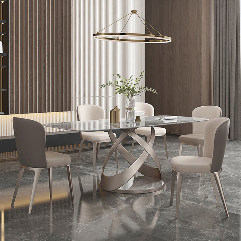 1/4/5/6/7 Pcs Metal Glam Dining Room Set with Rectangle Table Dinette Set Clearhalo 'Dining Room Sets' 'Dining Tables & Seating' 'dining_room_set' 'furn' 'furn_dining_room_set' 'Furniture' 'furniture_dining_room_set' 'Kitchen & Dining Furniture' 'kitchen&dining_furn' 'kitchen' 4503070