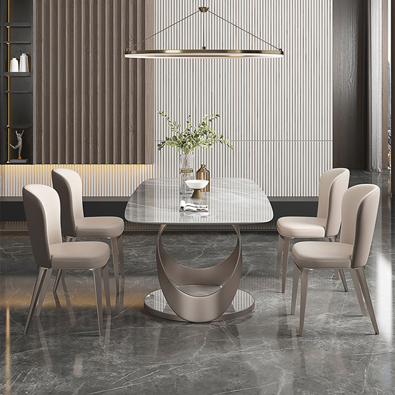1/4/5/6/7 Pcs Metal Glam Dining Room Set with Rectangle Table Dinette Set 5 Pieces: Table, 4 Chairs Clearhalo 'Dining Room Sets' 'Dining Tables & Seating' 'dining_room_set' 'furn' 'furn_dining_room_set' 'Furniture' 'furniture_dining_room_set' 'Kitchen & Dining Furniture' 'kitchen&dining_furn' 'kitchen' 4503071
