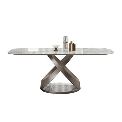 1/4/5/6/7 Pcs Metal Glam Dining Room Set with Rectangle Table Dinette Set White 70.9"L x 35.4"W Clearhalo 'Dining Room Sets' 'Dining Tables & Seating' 'dining_room_set' 'furn' 'furn_dining_room_set' 'Furniture' 'furniture_dining_room_set' 'Kitchen & Dining Furniture' 'kitchen&dining_furn' 'kitchen' 4503072