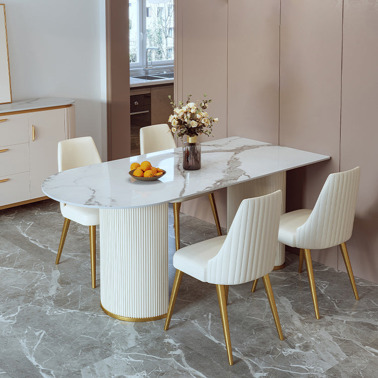 Glam 1/2/3/5 Pieces Dining Set Sintered Stone Dining Table for Home Use 5 Pieces: Table, 4 Chairs Clearhalo 'Dining Room Sets' 'Dining Tables & Seating' 'dining_room_set' 'furn' 'furn_dining_room_set' 'Furniture' 'furniture_dining_room_set' 'Kitchen & Dining Furniture' 'kitchen&dining_furn' 'kitchen' 4503083
