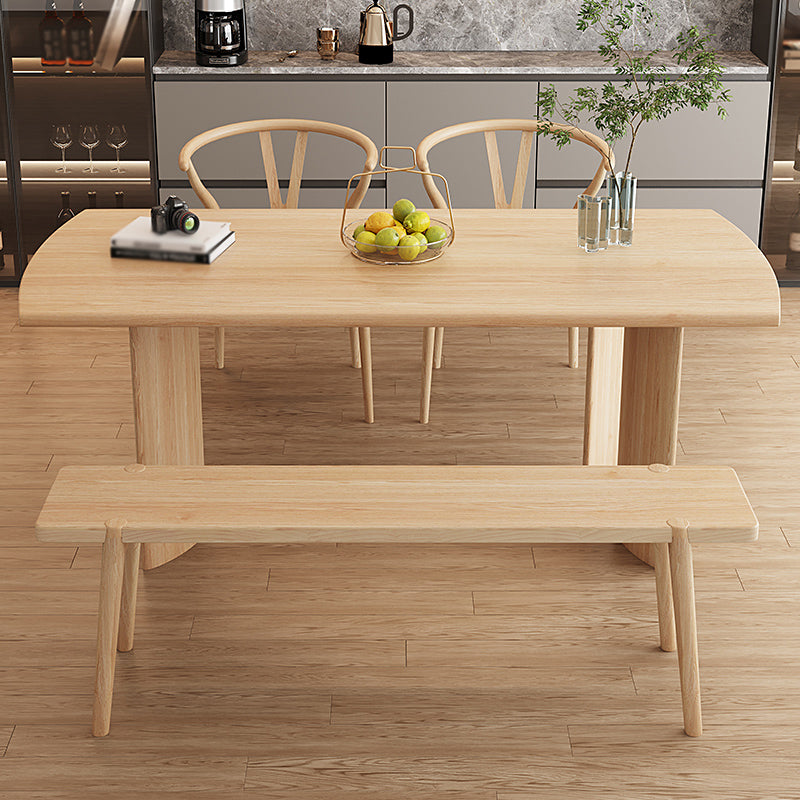 Modern 1/2/4/5 Pieces Dining Set Pine Wood Dining Table with Wooden Chairs 4 Pieces: Table, 2 Chairs, 1 Bench Clearhalo 'Dining Room Sets' 'Dining Tables & Seating' 'dining_room_set' 'furn' 'furn_dining_room_set' 'Furniture' 'furniture_dining_room_set' 'Kitchen & Dining Furniture' 'kitchen&dining_furn' 'kitchen' 4503098