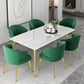 Glam 1/2/5/7 Pieces Dining Set Rectangular Standard-Height Dining Set 7 Pieces: Table, 6 Green Chairs Clearhalo 'Dining Room Sets' 'Dining Tables & Seating' 'dining_room_set' 'Furniture' 'furniture_dining_room_set' 'Kitchen & Dining Furniture' 'kitchen&dining_furn' 'kitchen' 4503123