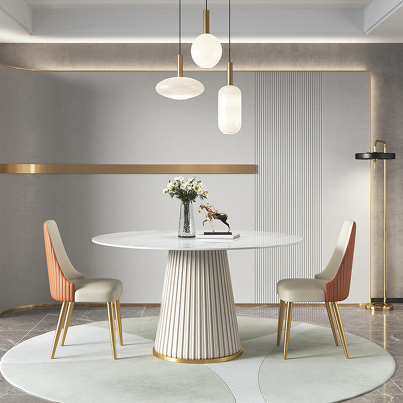1/3/4/7 Pcs Metal Modern Dining Room Set with Round Table and Metal Base Dining Set 3 Pieces: Table, 2 Chairs Clearhalo 'Dining Room Sets' 'Dining Tables & Seating' 'dining_room_set' 'furn' 'furn_dining_room_set' 'Furniture' 'furniture_dining_room_set' 'Kitchen & Dining Furniture' 'kitchen&dining_furn' 'kitchen' 4503183