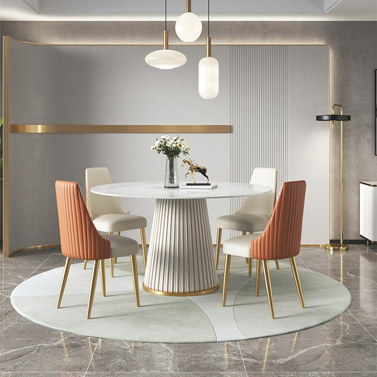 1/3/4/7 Pcs Metal Modern Dining Room Set with Round Table and Metal Base Dining Set Clearhalo 'Dining Room Sets' 'Dining Tables & Seating' 'dining_room_set' 'furn' 'furn_dining_room_set' 'Furniture' 'furniture_dining_room_set' 'Kitchen & Dining Furniture' 'kitchen&dining_furn' 'kitchen' 4503191