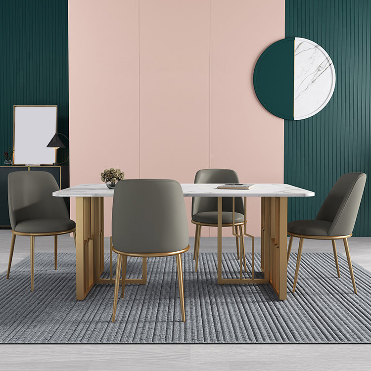 Glam 1/4/5/7 Pieces Dining Set Rectangular Standard-Height Dining Set Clearhalo 'Dining Room Sets' 'Dining Tables & Seating' 'dining_room_set' 'furn' 'furn_dining_room_set' 'Furniture' 'furniture_dining_room_set' 'Kitchen & Dining Furniture' 'kitchen&dining_furn' 'kitchen' 4503197