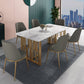 Glam 1/4/5/7 Pieces Dining Set Rectangular Standard-Height Dining Set 7 Pieces: Table, 6 Grey Chairs Clearhalo 'Dining Room Sets' 'Dining Tables & Seating' 'dining_room_set' 'furn' 'furn_dining_room_set' 'Furniture' 'furniture_dining_room_set' 'Kitchen & Dining Furniture' 'kitchen&dining_furn' 'kitchen' 4503199