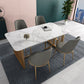Glam 1/4/5/7 Pieces Dining Set Rectangular Standard-Height Dining Set 5 Pieces: Table, 4 Grey Chairs Clearhalo 'Dining Room Sets' 'Dining Tables & Seating' 'dining_room_set' 'furn' 'furn_dining_room_set' 'Furniture' 'furniture_dining_room_set' 'Kitchen & Dining Furniture' 'kitchen&dining_furn' 'kitchen' 4503201