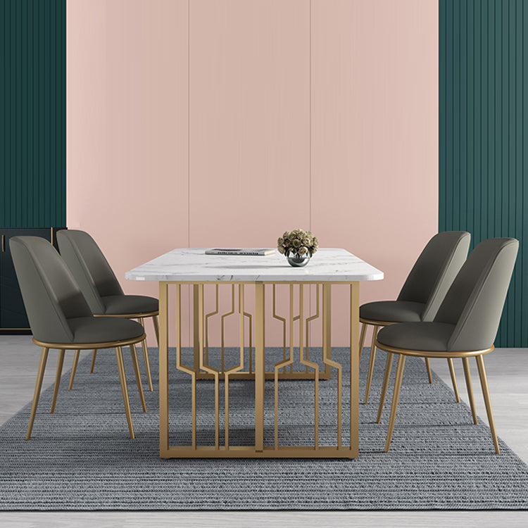 Glam 1/4/5/7 Pieces Dining Set Rectangular Standard-Height Dining Set Clearhalo 'Dining Room Sets' 'Dining Tables & Seating' 'dining_room_set' 'furn' 'furn_dining_room_set' 'Furniture' 'furniture_dining_room_set' 'Kitchen & Dining Furniture' 'kitchen&dining_furn' 'kitchen' 4503210